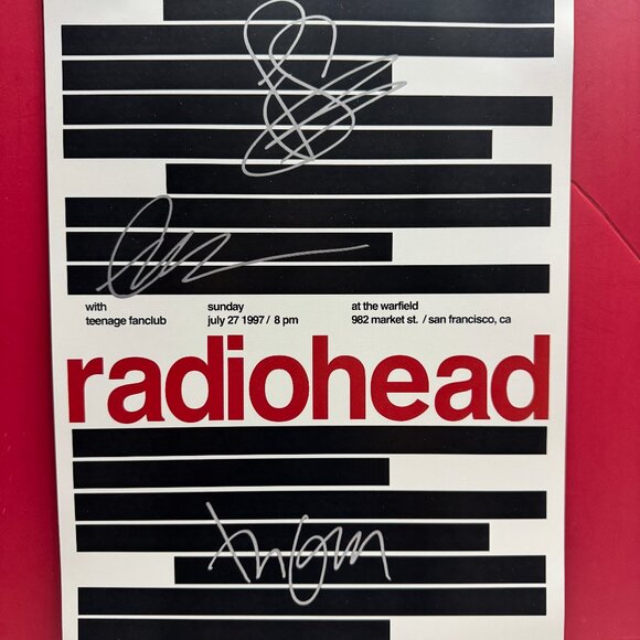 HAND SIGNED RADIOHEAD GIG Poster by 3 band members AUTHENTI…